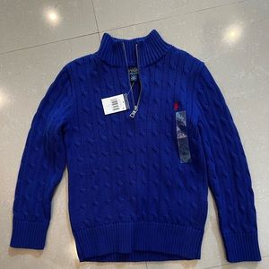 Polo knit sweater, blue